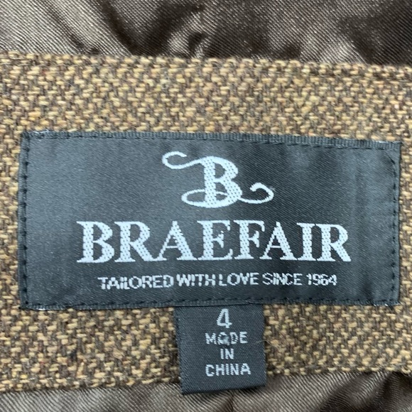 Braefair Tweed Wool Blend Equestrian Riding Button Blazer Brown Jacket Size 4 - Picture 14 of 16